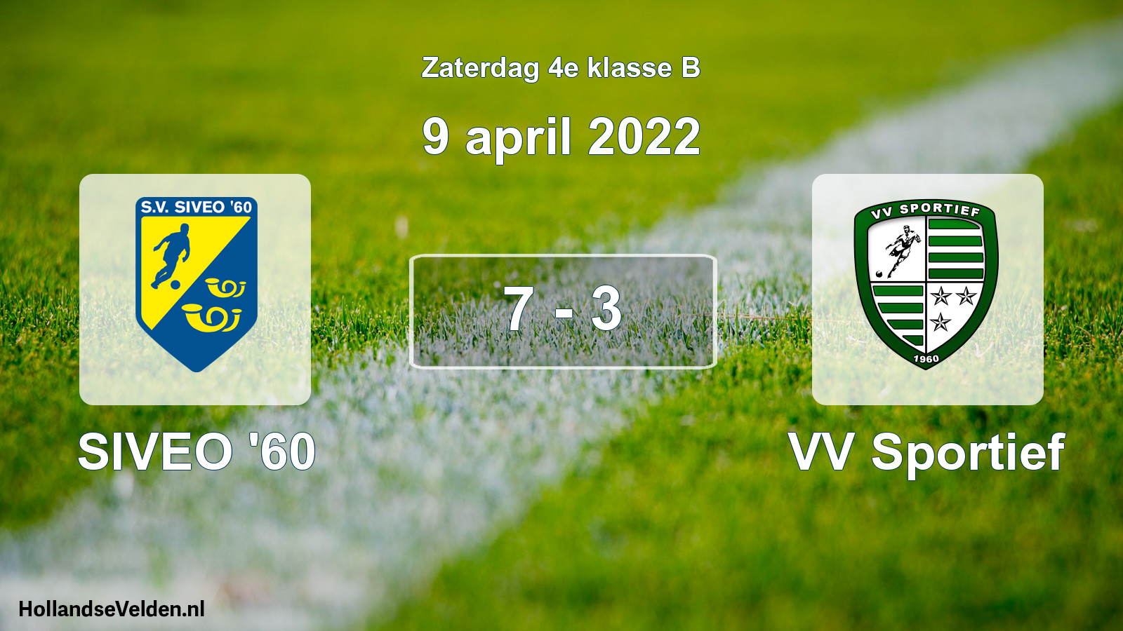 Total number of matches played: SIVEO '60 - VV Sportief 7 - 3 (9 April 2022)