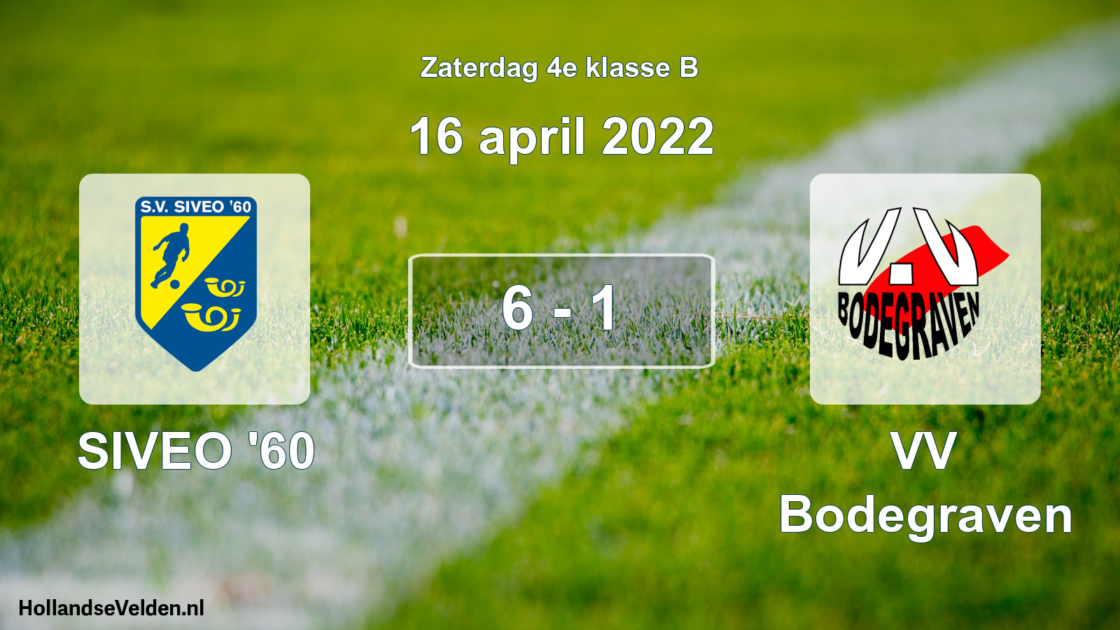 Total number of matches played: SIVEO '60 - VV Bodegraven 6 - 1 (16 April 2022)