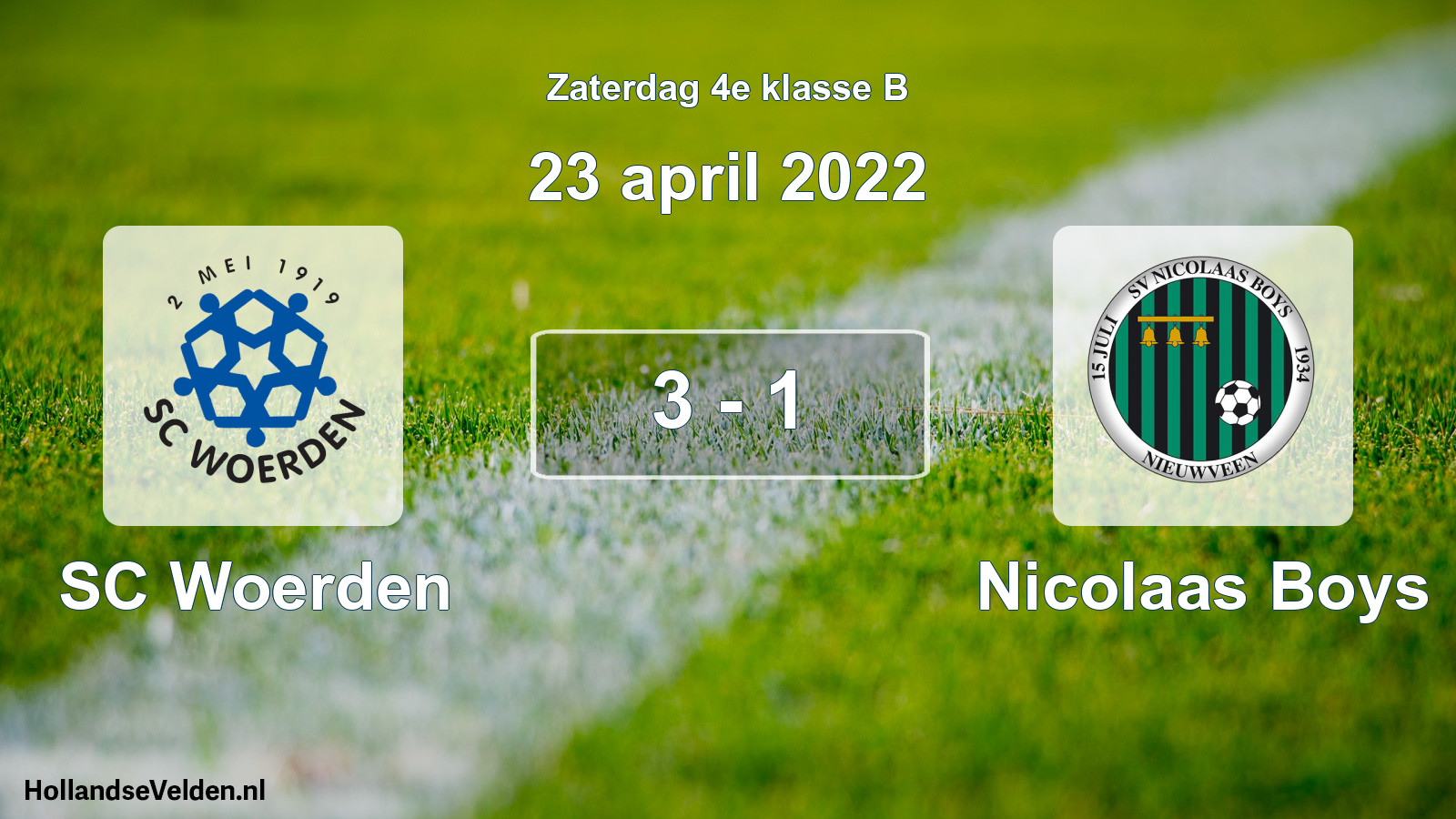 Total number of matches played: SC Woerden - Nicolaas Boys 3 - 1 (23 April 2022)