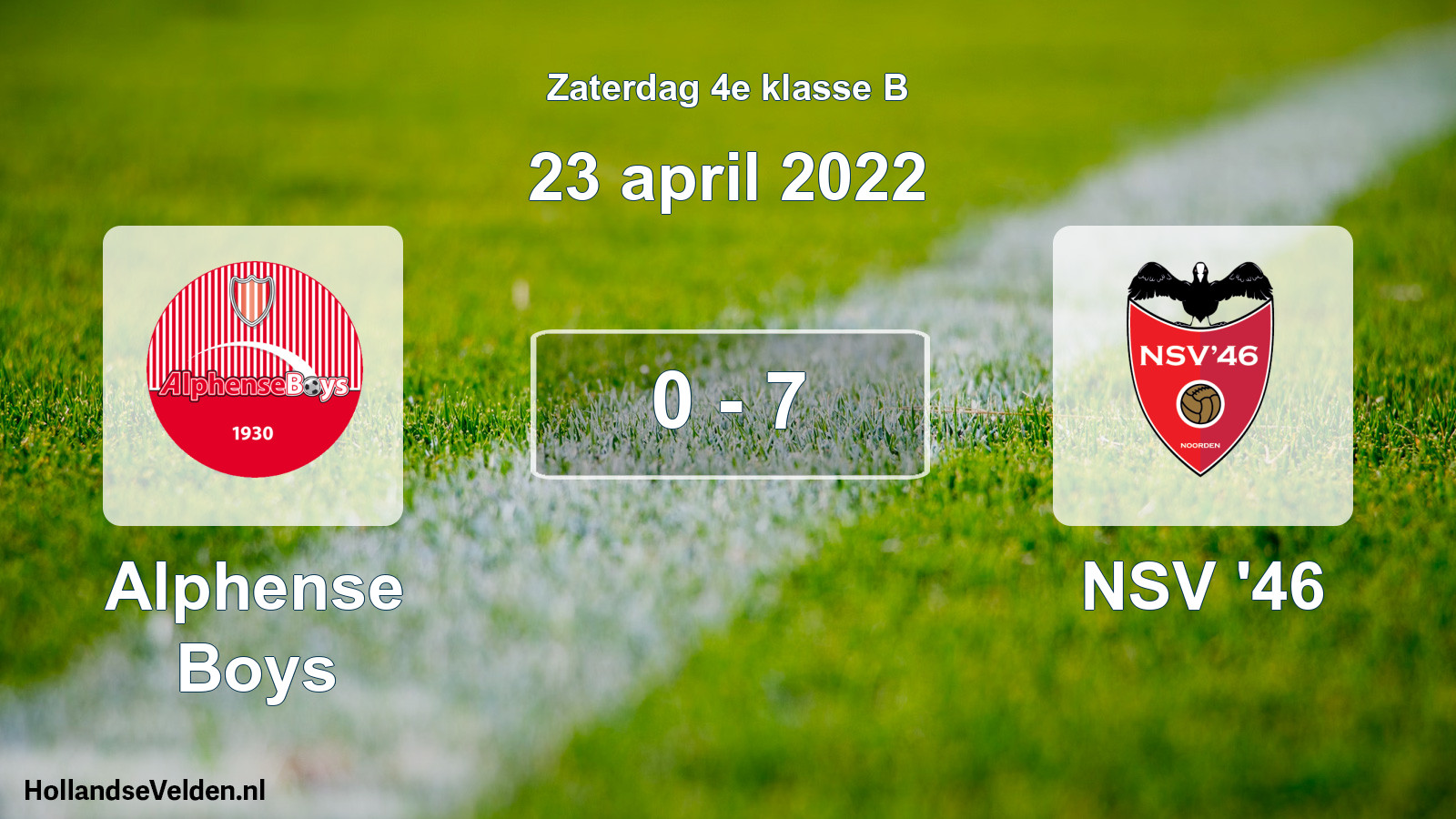 Total number of matches played: Alphense Boys - NSV '46 0 - 7 (23 April 2022)