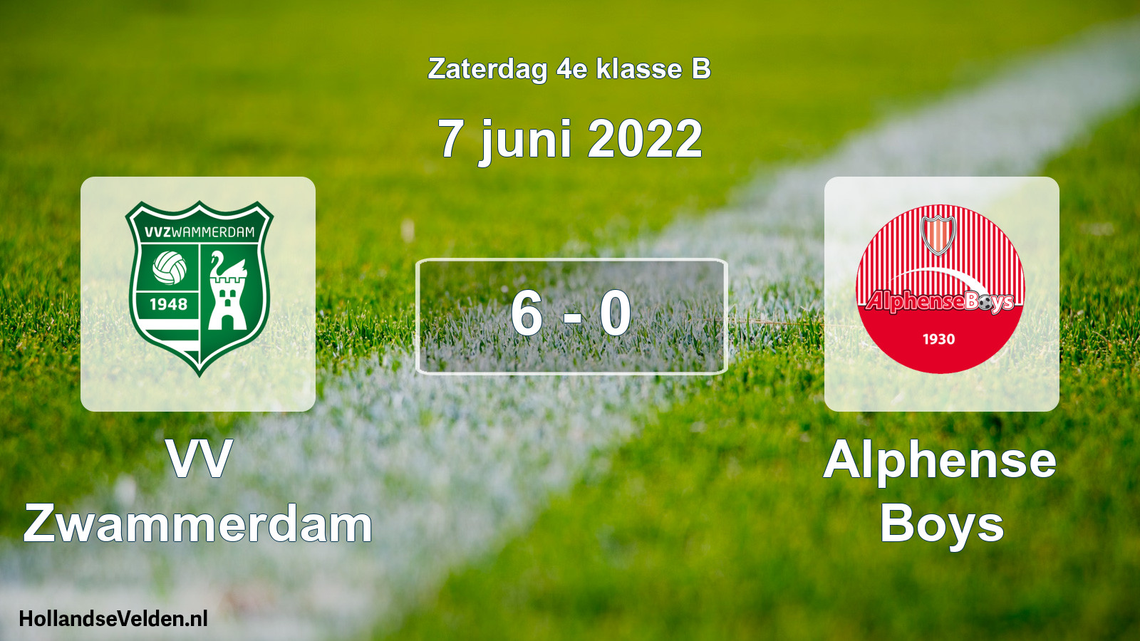 Total number of matches played: VV Zwammerdam - Alphense Boys 6 - 0 (7 June 2022)