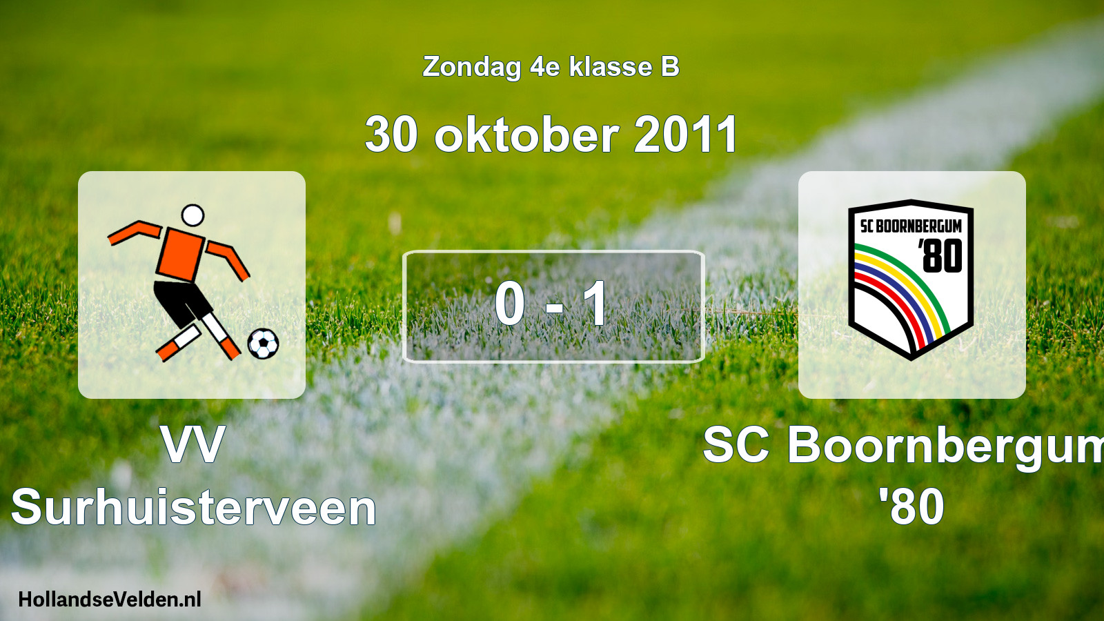 Total number of matches played: VV Surhuisterveen - SC Boornbergum '80 0 - 1 (30 October 2011)