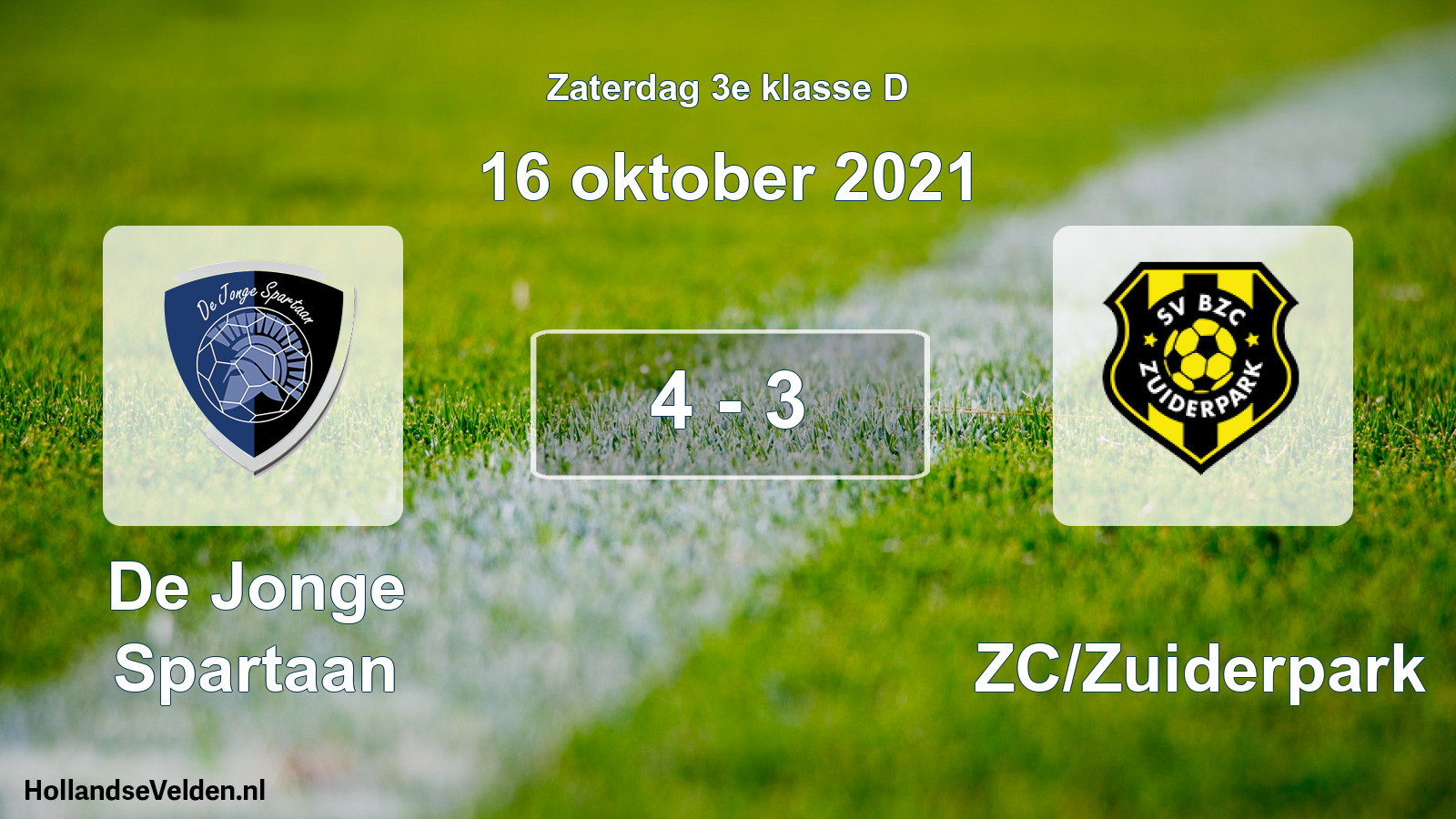 Total number of matches played: De Jonge Spartaan - BZC/Zuiderpark 4 - 3 (16 October 2021)