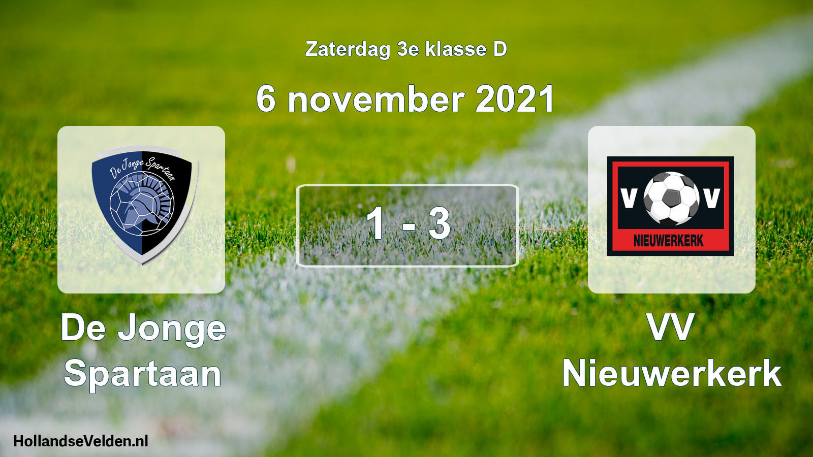 Total number of matches played: De Jonge Spartaan - VV Nieuwerkerk 1 - 3 (6 November 2021)