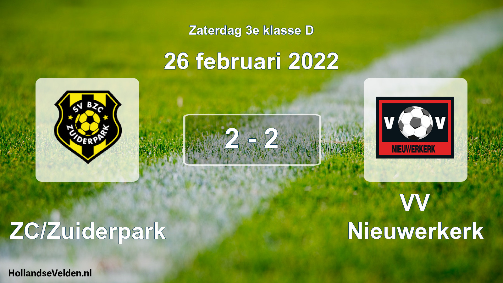 Total number of matches played: BZC/Zuiderpark - VV Nieuwerkerk 2 - 2 (26 February 2022)