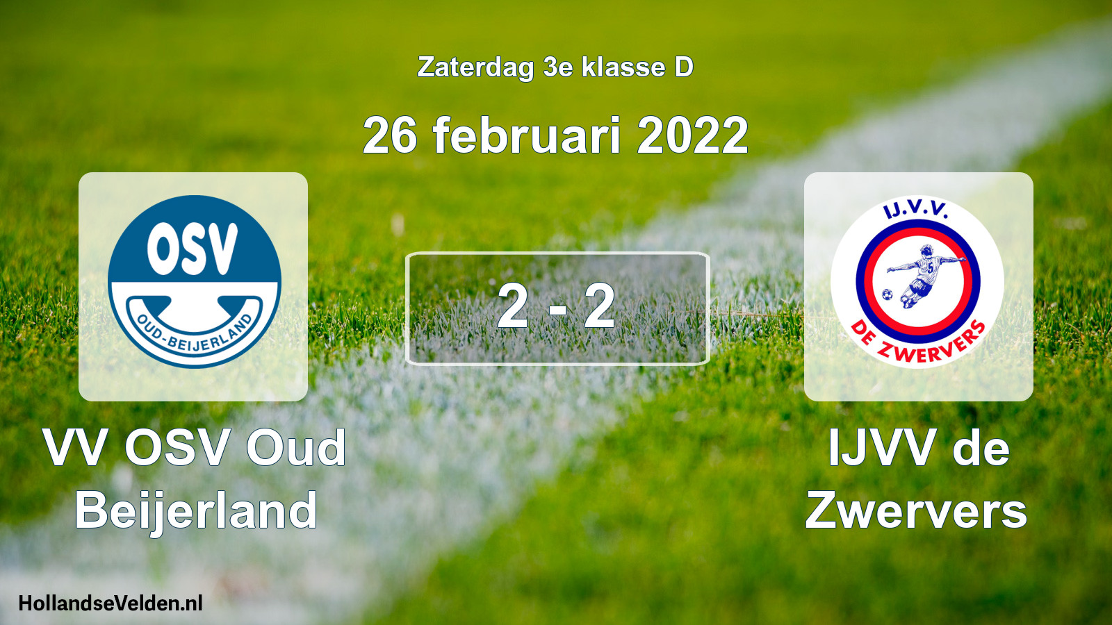 Total number of matches played: VV OSV Oud Beijerland - IJVV de Zwervers 2 - 2 (26 February 2022)