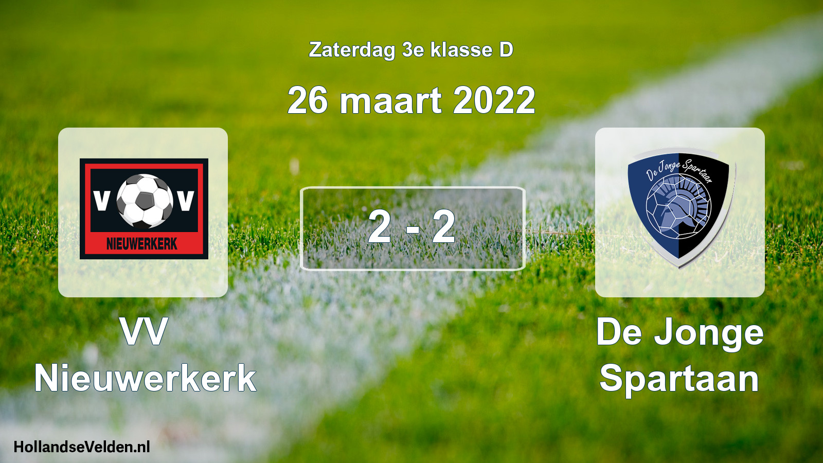 Total number of matches played: VV Nieuwerkerk - De Jonge Spartaan 2 - 2 (26 March 2022)