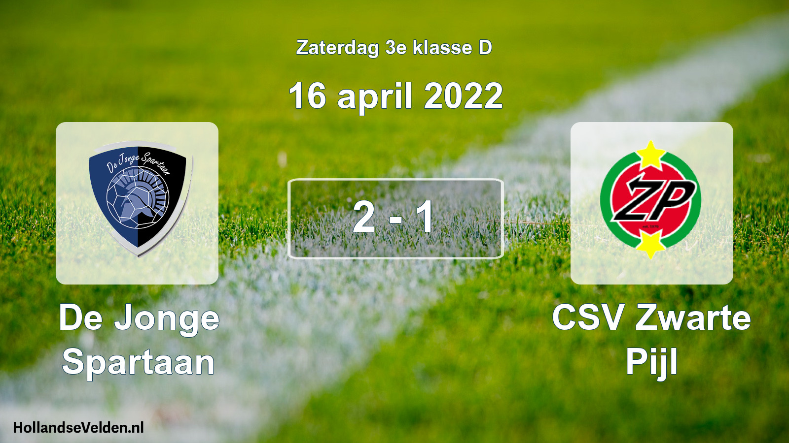 Total number of matches played: De Jonge Spartaan - CSV Zwarte Pijl 2 - 1 (16 April 2022)