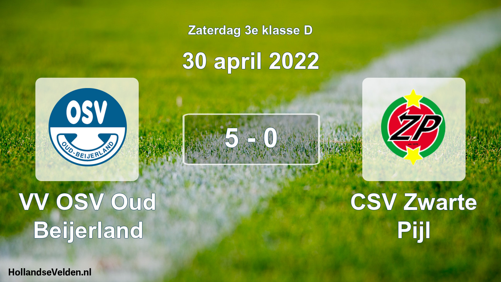 Total number of matches played: VV OSV Oud Beijerland - CSV Zwarte Pijl 5 - 0 (30 April 2022)