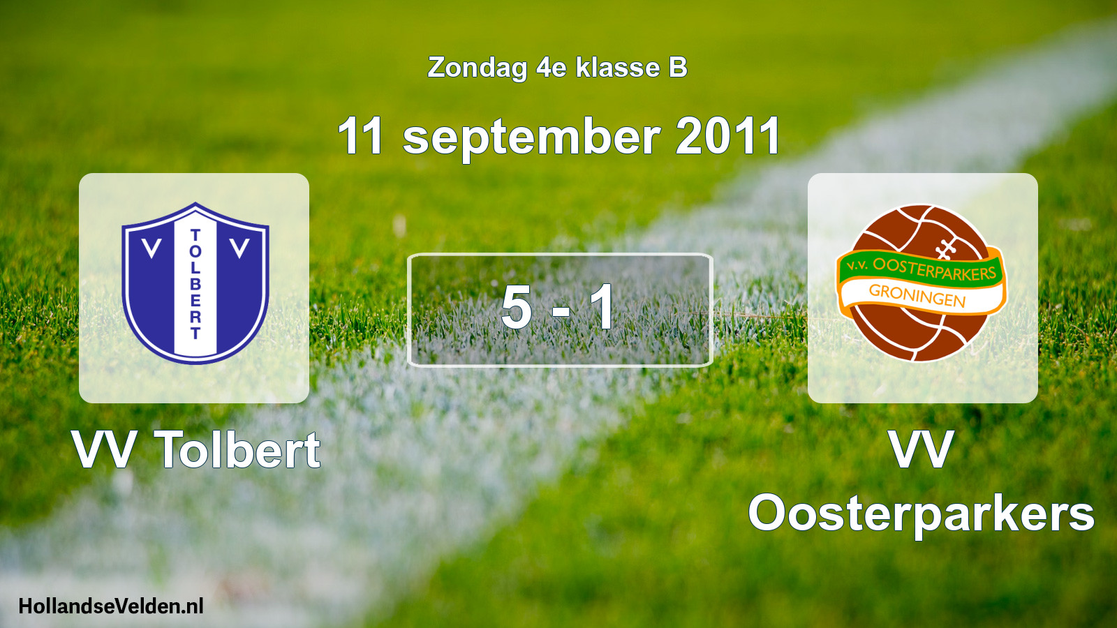 Total number of matches played: VV Tolbert - VV Oosterparkers 5 - 1 (11 September 2011)