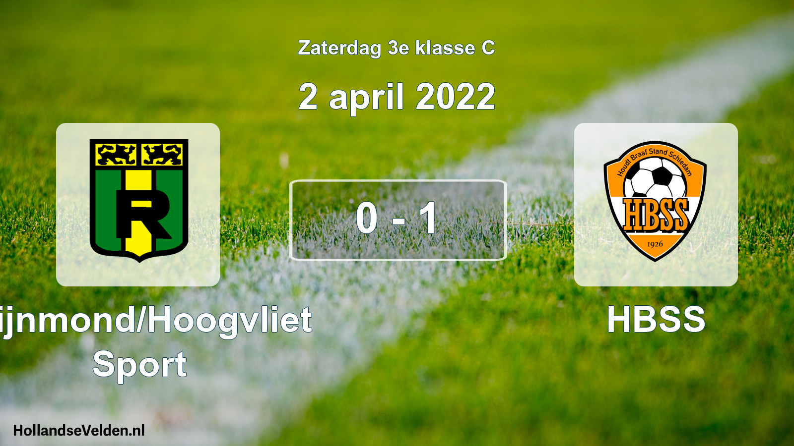 Total number of matches played: Rijnmond/Hoogvliet Sport - HBSS 0 - 1 (2 April 2022)