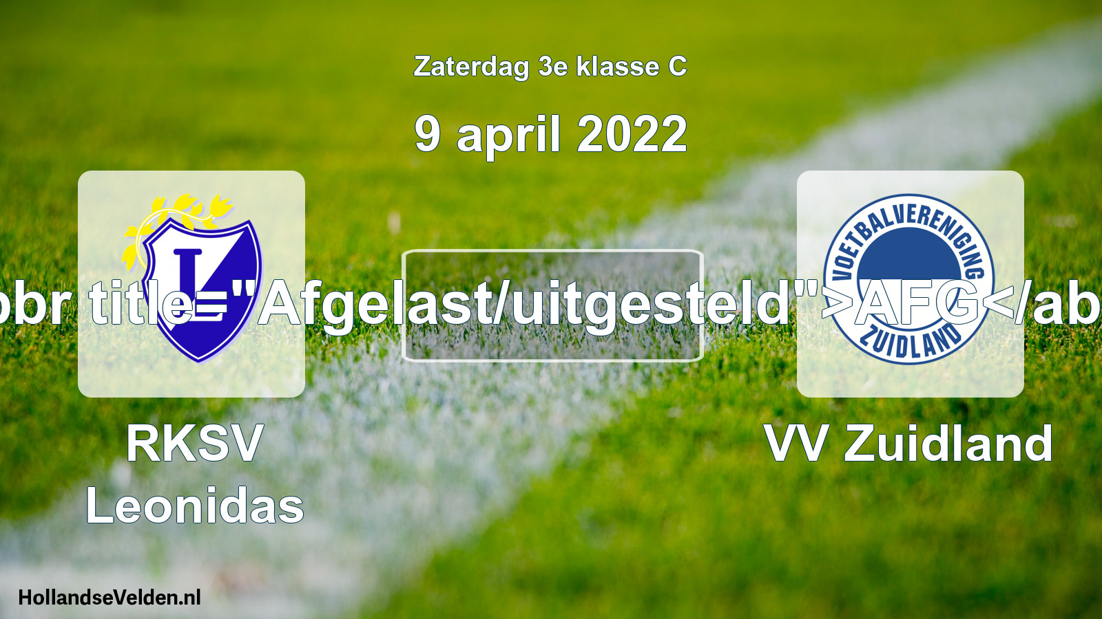 Scheduled Match: RKSV Leonidas - VV Zuidland (9 April 2022)