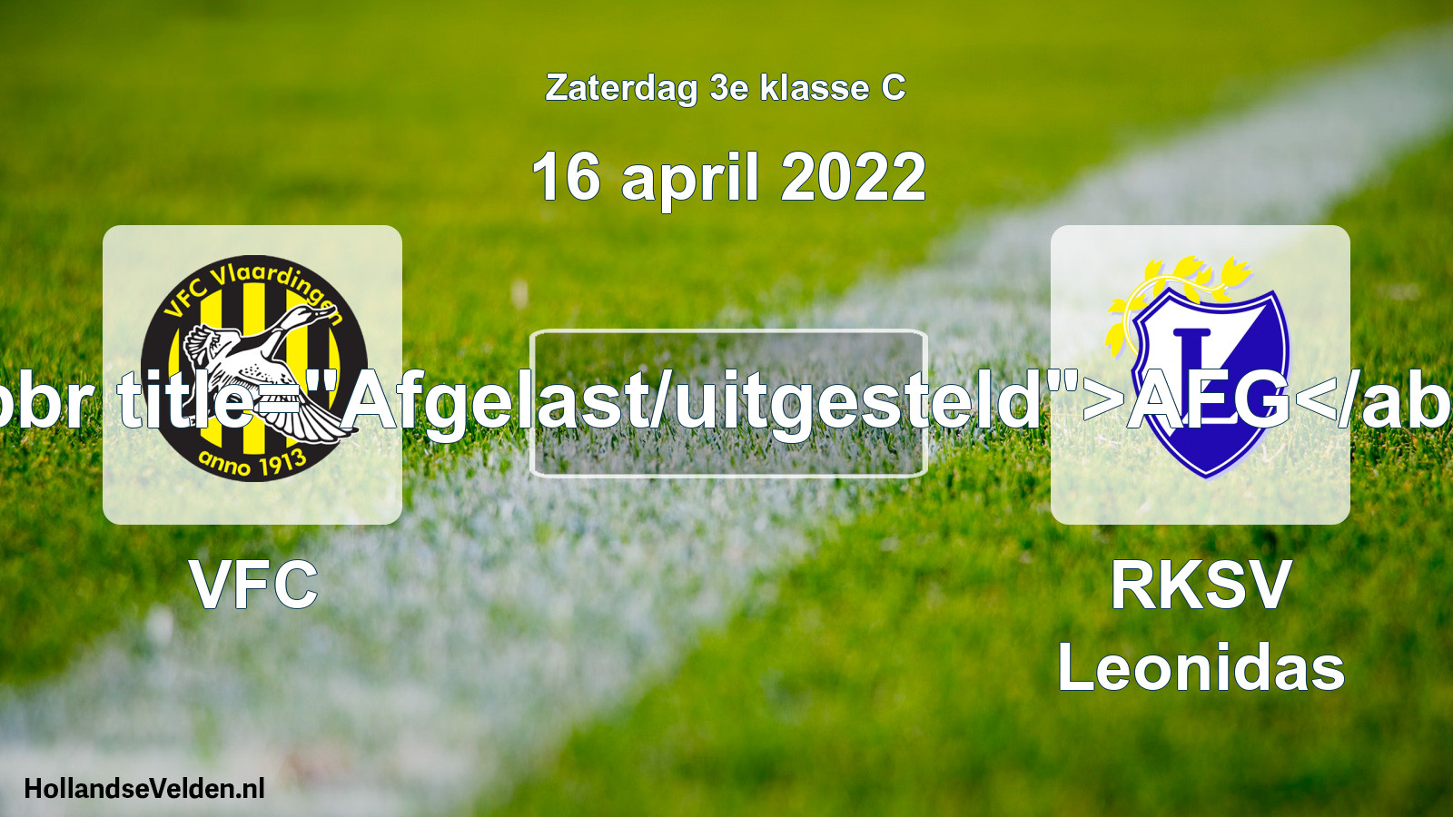 Scheduled Match: VFC - RKSV Leonidas (16 April 2022)