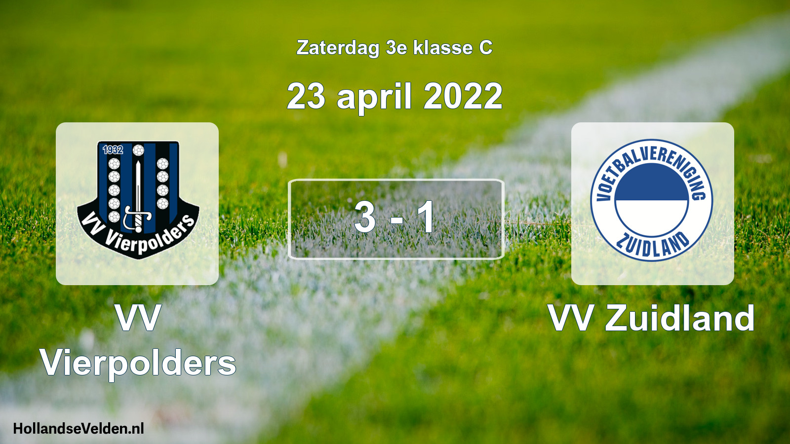 Total number of matches played: VV Vierpolders - VV Zuidland 3 - 1 (23 April 2022)