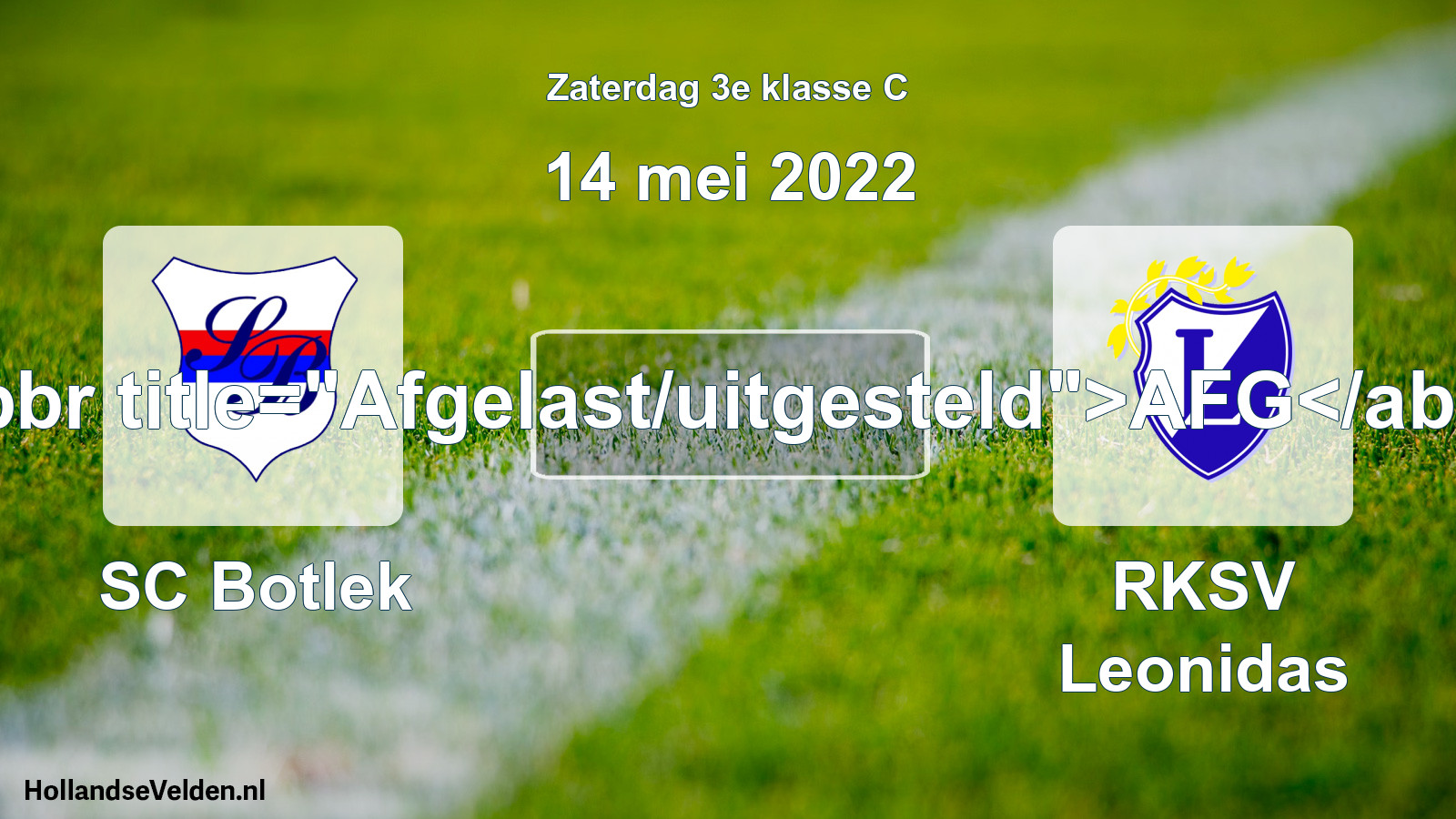 Scheduled Match: SC Botlek - RKSV Leonidas (14 May 2022)