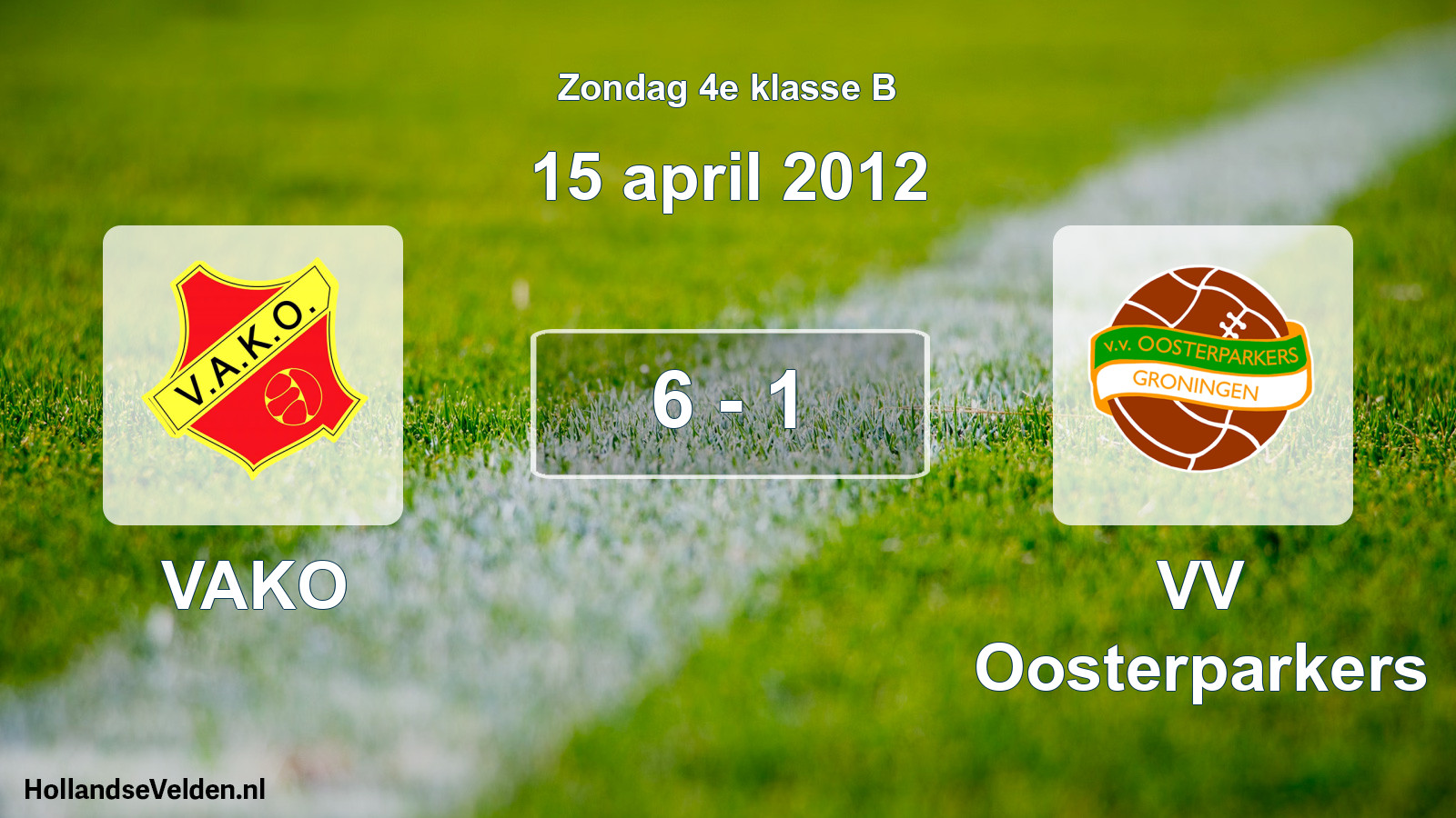 Total number of matches played: VAKO - VV Oosterparkers 6 - 1 (15 April 2012)