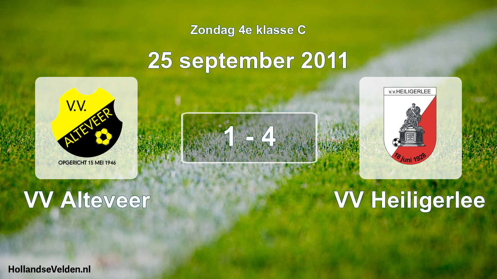Total number of matches played: VV Alteveer - VV Heiligerlee 1 - 4 (25 September 2011)