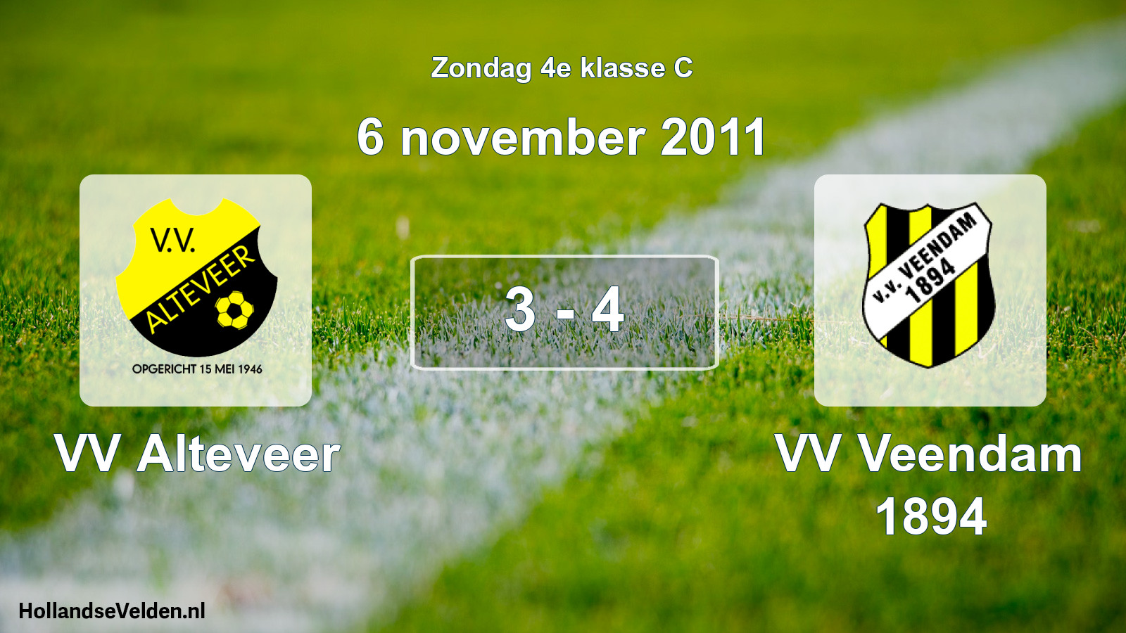 Total number of matches played: VV Alteveer - VV Veendam 1894 3 - 4 (6 November 2011)