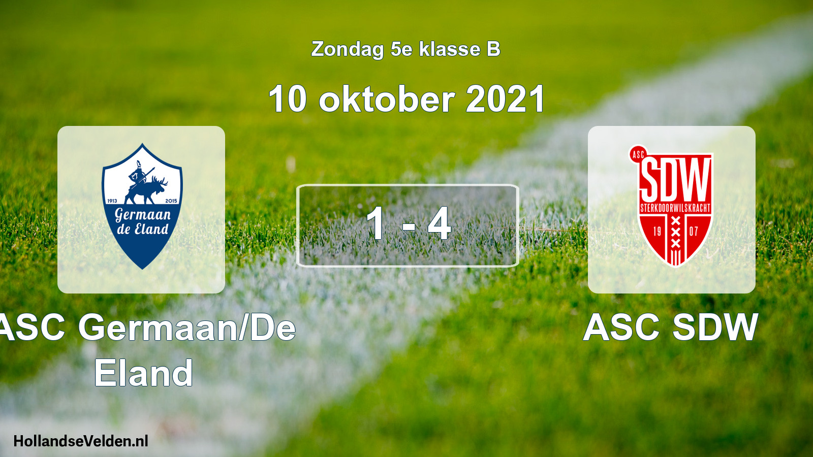 Total number of matches played: ASC Germaan/De Eland - ASC SDW 1 - 4 (10 October 2021)