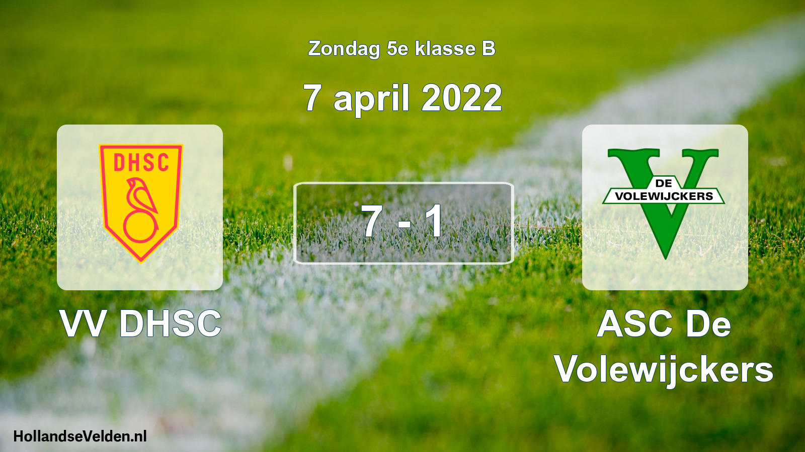 Total number of matches played: VV DHSC - ASC De Volewijckers 7 - 1 (7 April 2022)