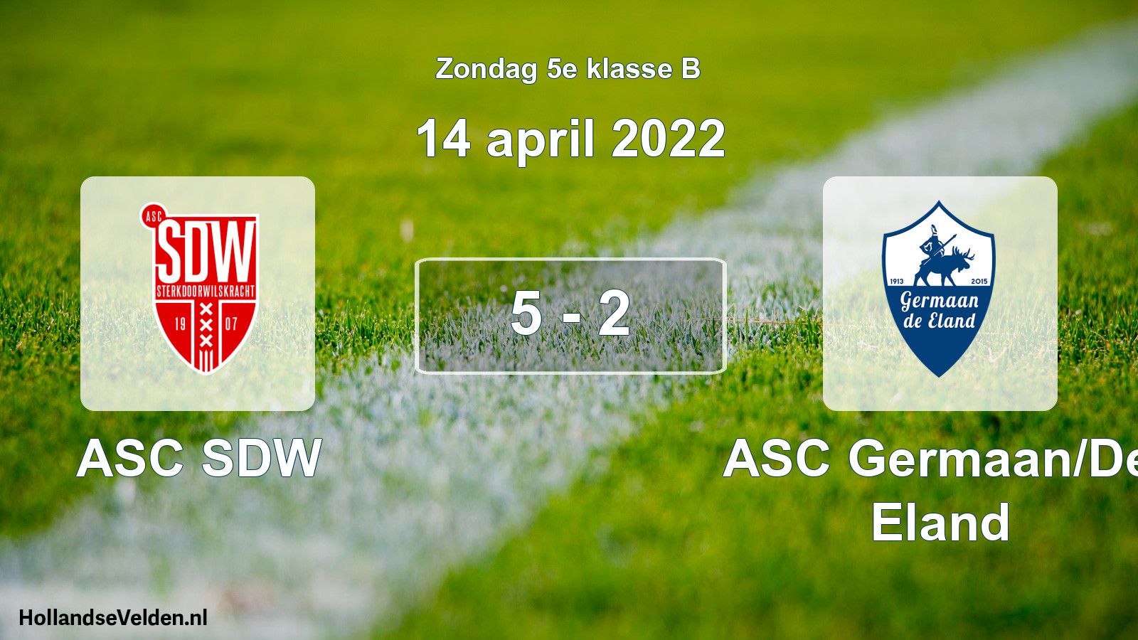 Total number of matches played: ASC SDW - ASC Germaan/De Eland 5 - 2 (14 April 2022)