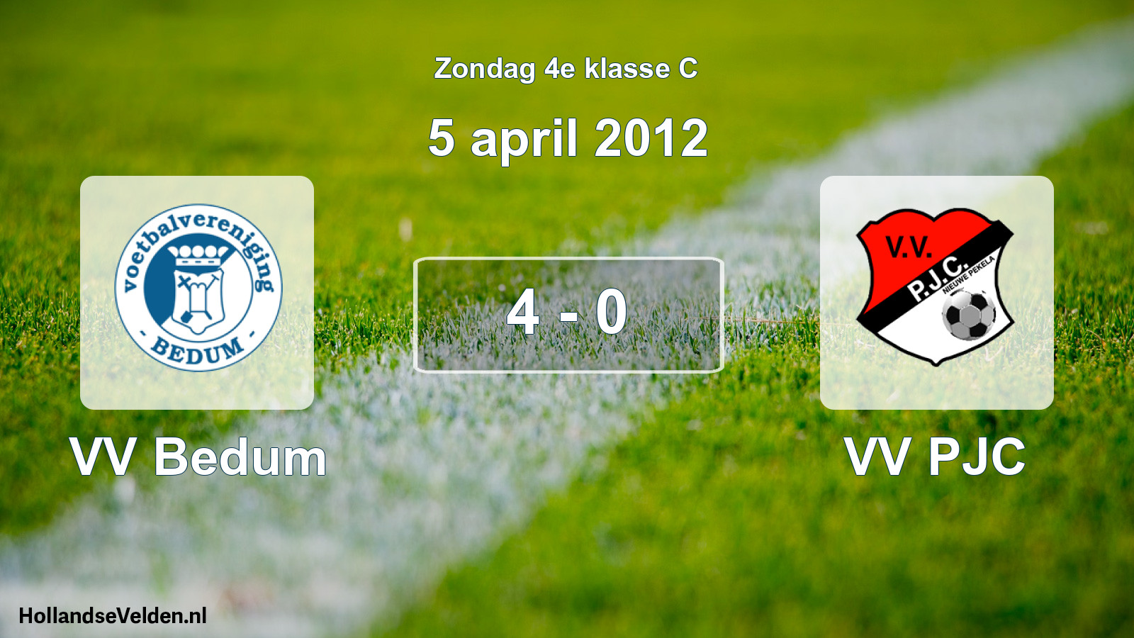 Total number of matches played: VV Bedum - VV PJC 4 - 0 (5 April 2012)