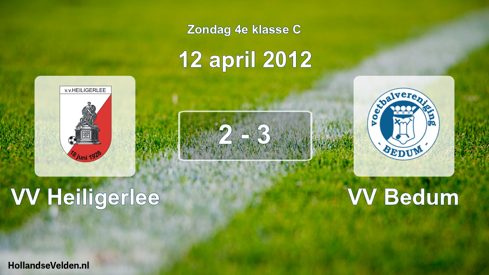 Total number of matches played: VV Heiligerlee - VV Bedum 2 - 3 (12 April 2012)