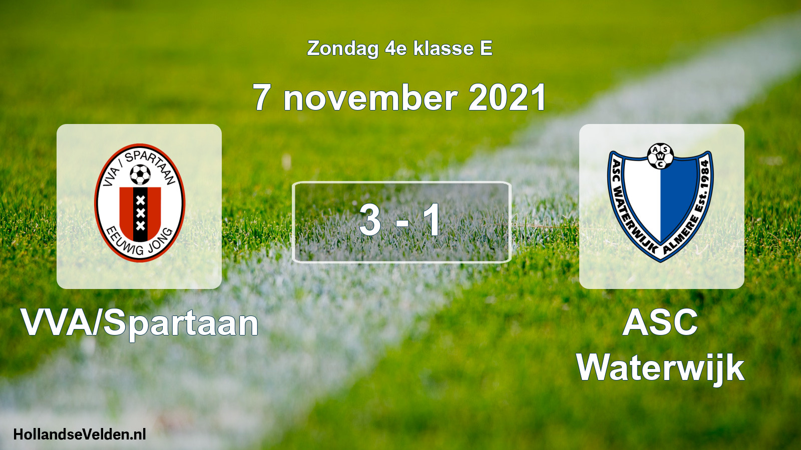 Total number of matches played: VVA/Spartaan - ASC Waterwijk 3 - 1 (7 November 2021)
