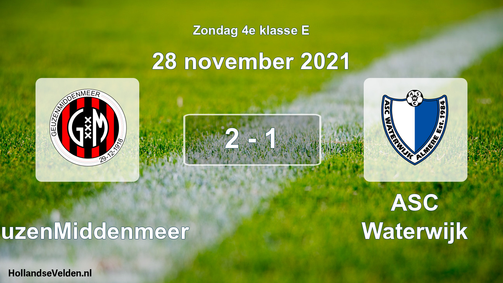 Total number of matches played: GeuzenMiddenmeer - ASC Waterwijk 2 - 1 (28 November 2021)