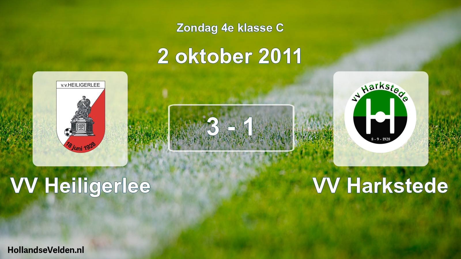 Total number of matches played: VV Heiligerlee - VV Harkstede 3 - 1 (2 October 2011)