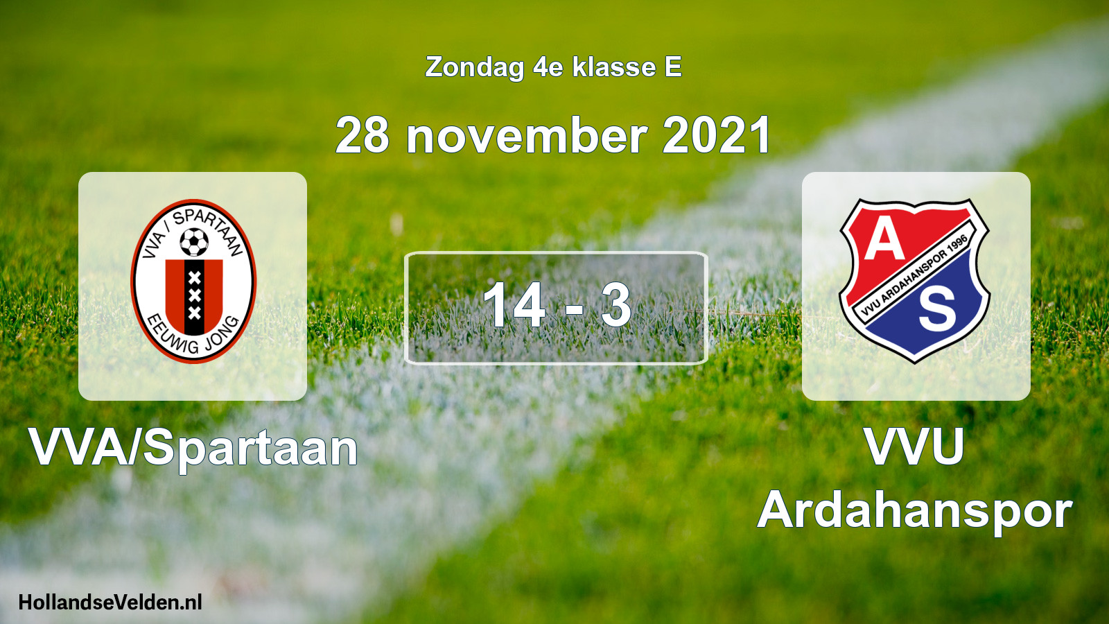 Gespeelde wedstrijd: VVA/Spartaan - VVU Ardahanspor 14 - 3 (28 november 2021)