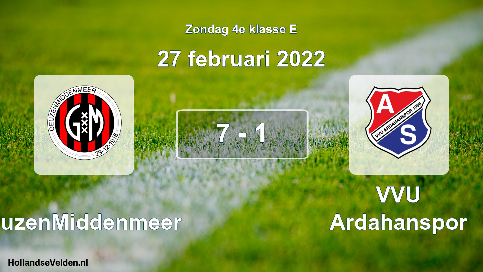 Total number of matches played: GeuzenMiddenmeer - VVU Ardahanspor 7 - 1 (27 February 2022)