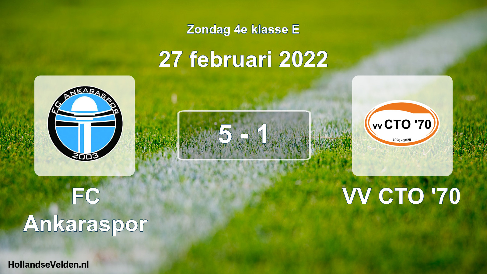 Total number of matches played: FC Ankaraspor - VV CTO '70 5 - 1 (27 February 2022)