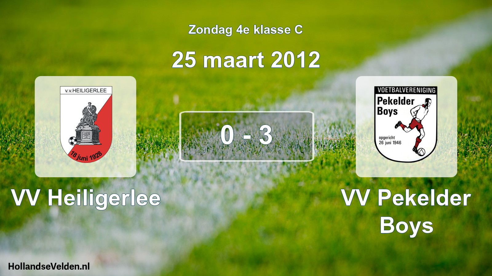 Total number of matches played: VV Heiligerlee - VV Pekelder Boys 0 - 3 (25 March 2012)