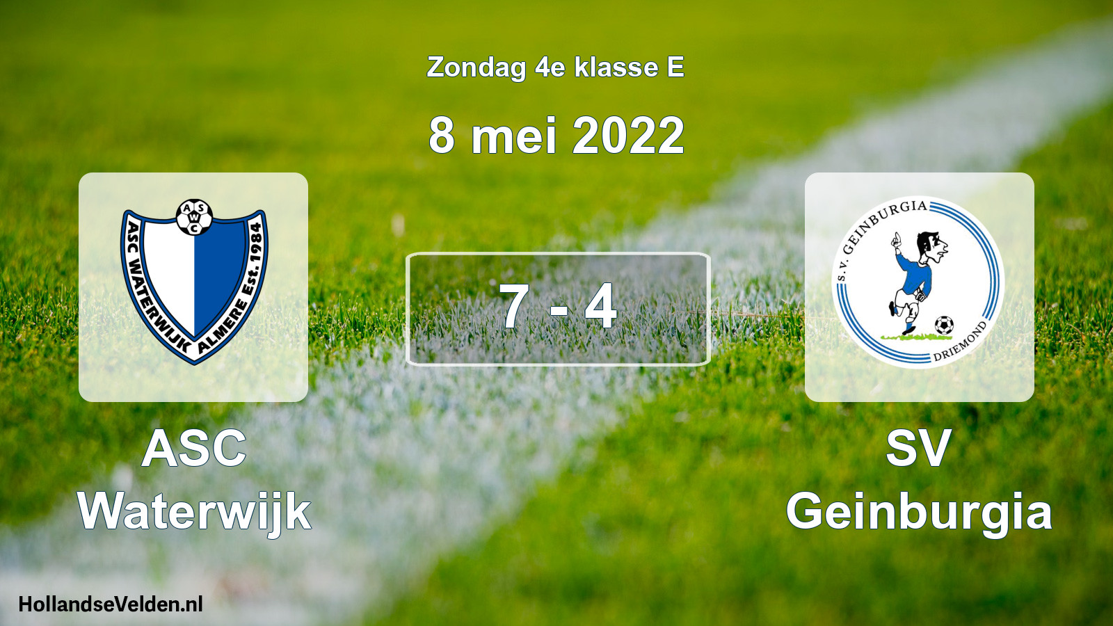 Total number of matches played: ASC Waterwijk - SV Geinburgia 7 - 4 (8 May 2022)