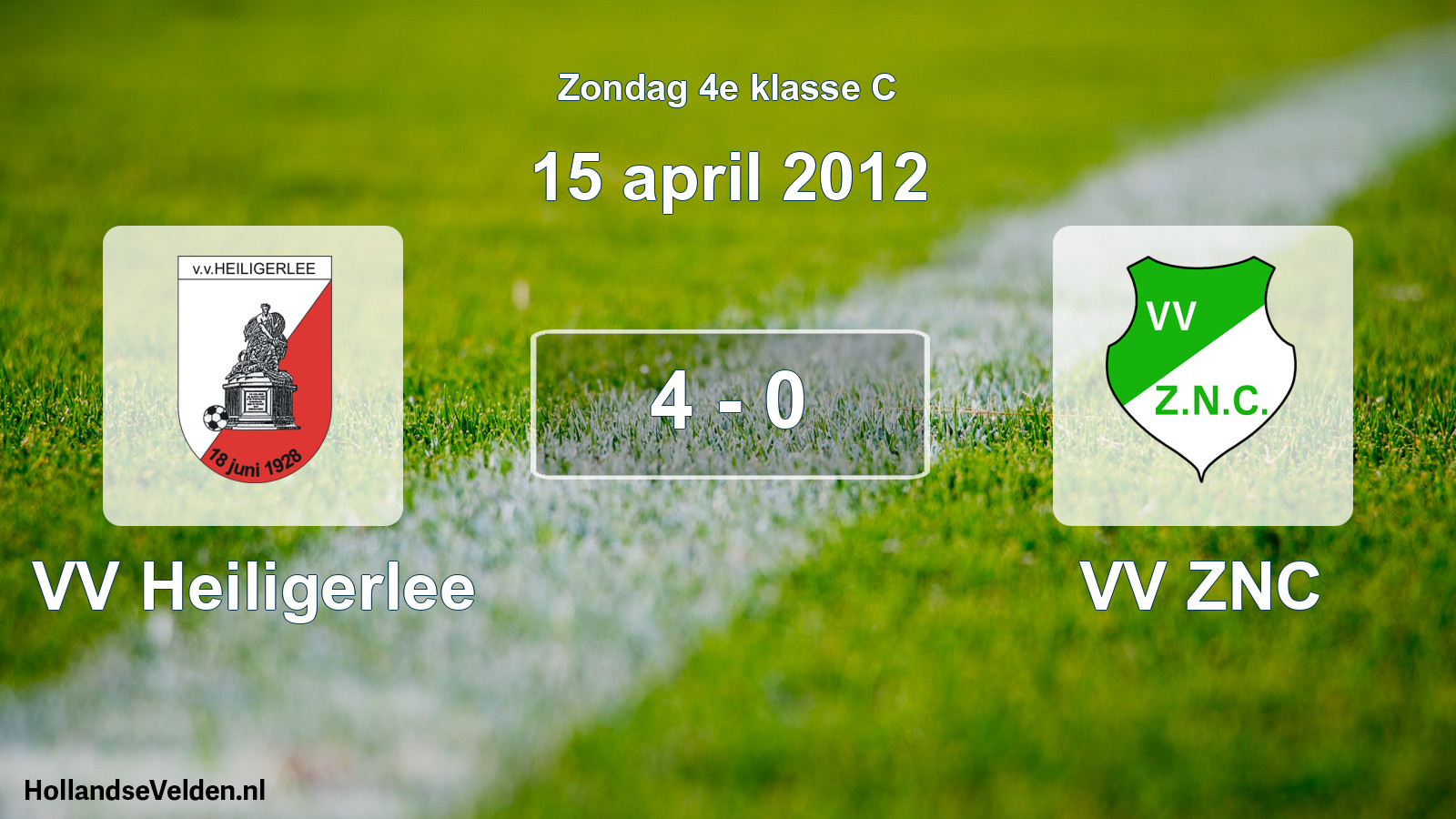 Total number of matches played: VV Heiligerlee - VV ZNC 4 - 0 (15 April 2012)