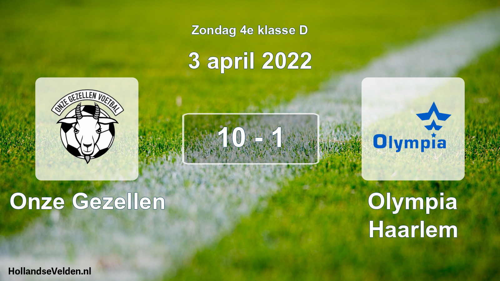 Total number of matches played: Onze Gezellen - Olympia Haarlem 10 - 1 (3 April 2022)
