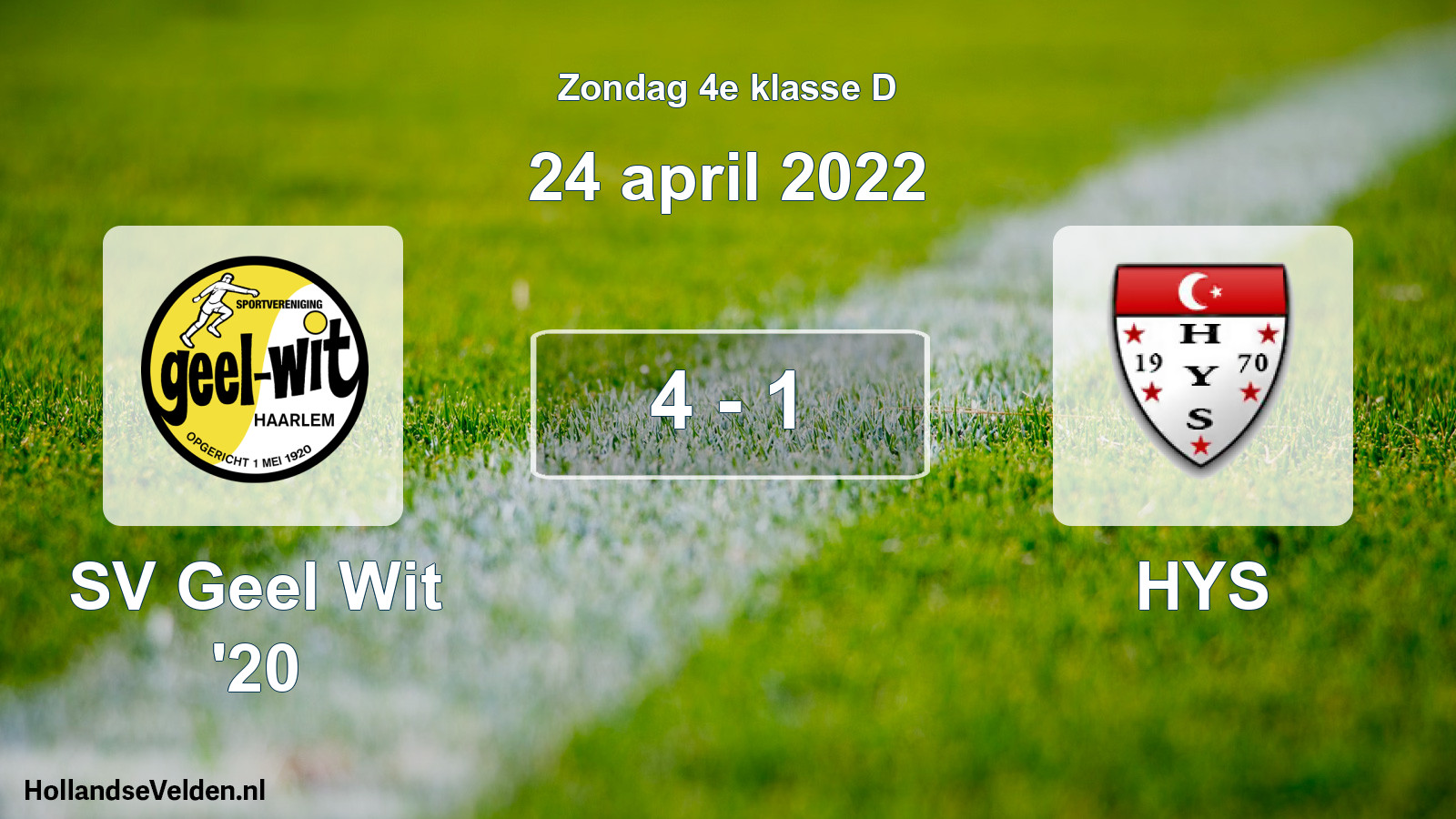 Total number of matches played: SV Geel Wit '20 - HYS 4 - 1 (24 April 2022)