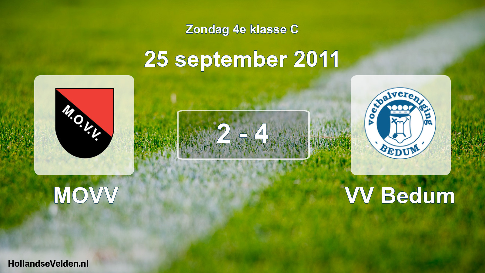 Total number of matches played: MOVV - VV Bedum 2 - 4 (25 September 2011)