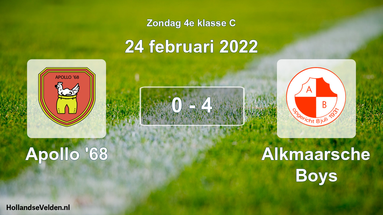 Total number of matches played: Apollo '68 - Alkmaarsche Boys 0 - 4 (24 February 2022)