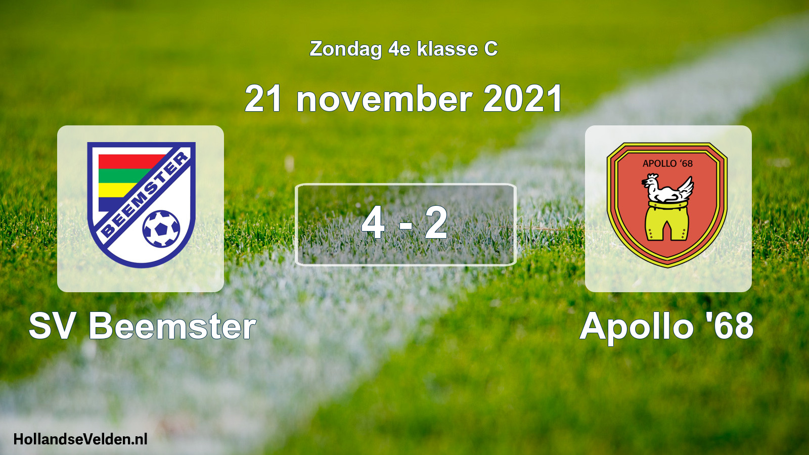 Total number of matches played: SV Beemster - Apollo '68 4 - 2 (21 November 2021)