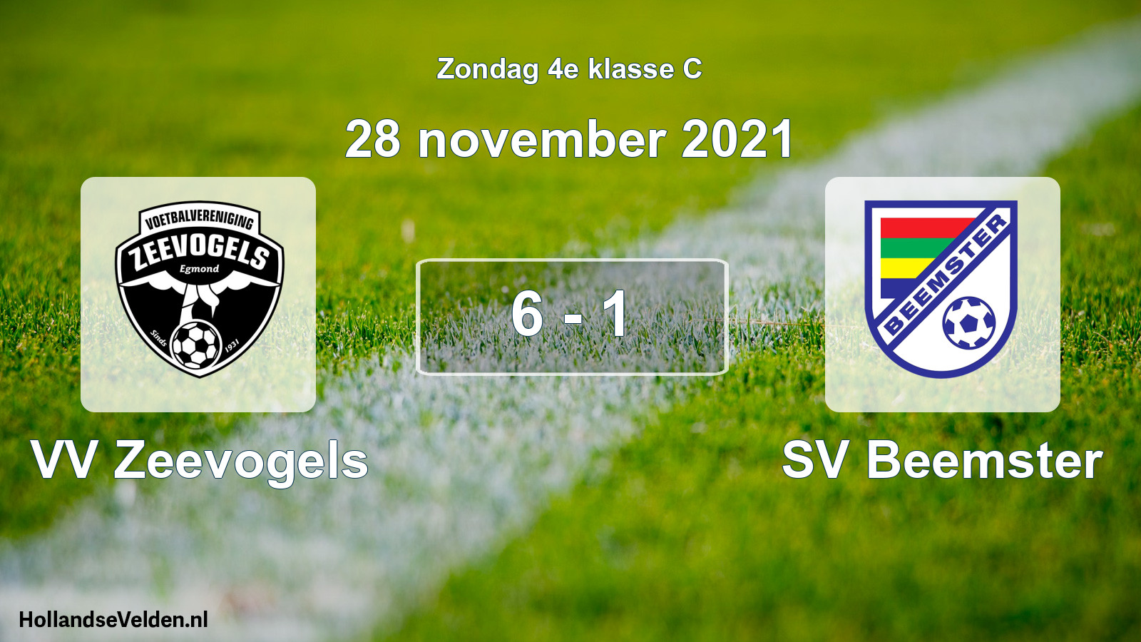 Total number of matches played: VV Zeevogels - SV Beemster 6 - 1 (28 November 2021)