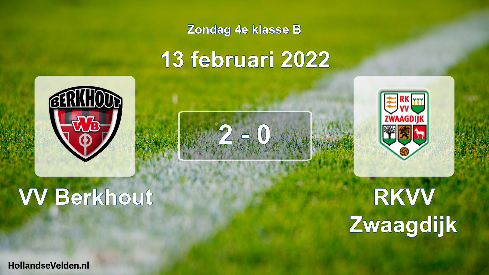 Total number of matches played: VV Berkhout - RKVV Zwaagdijk 2 - 0 (13 February 2022)