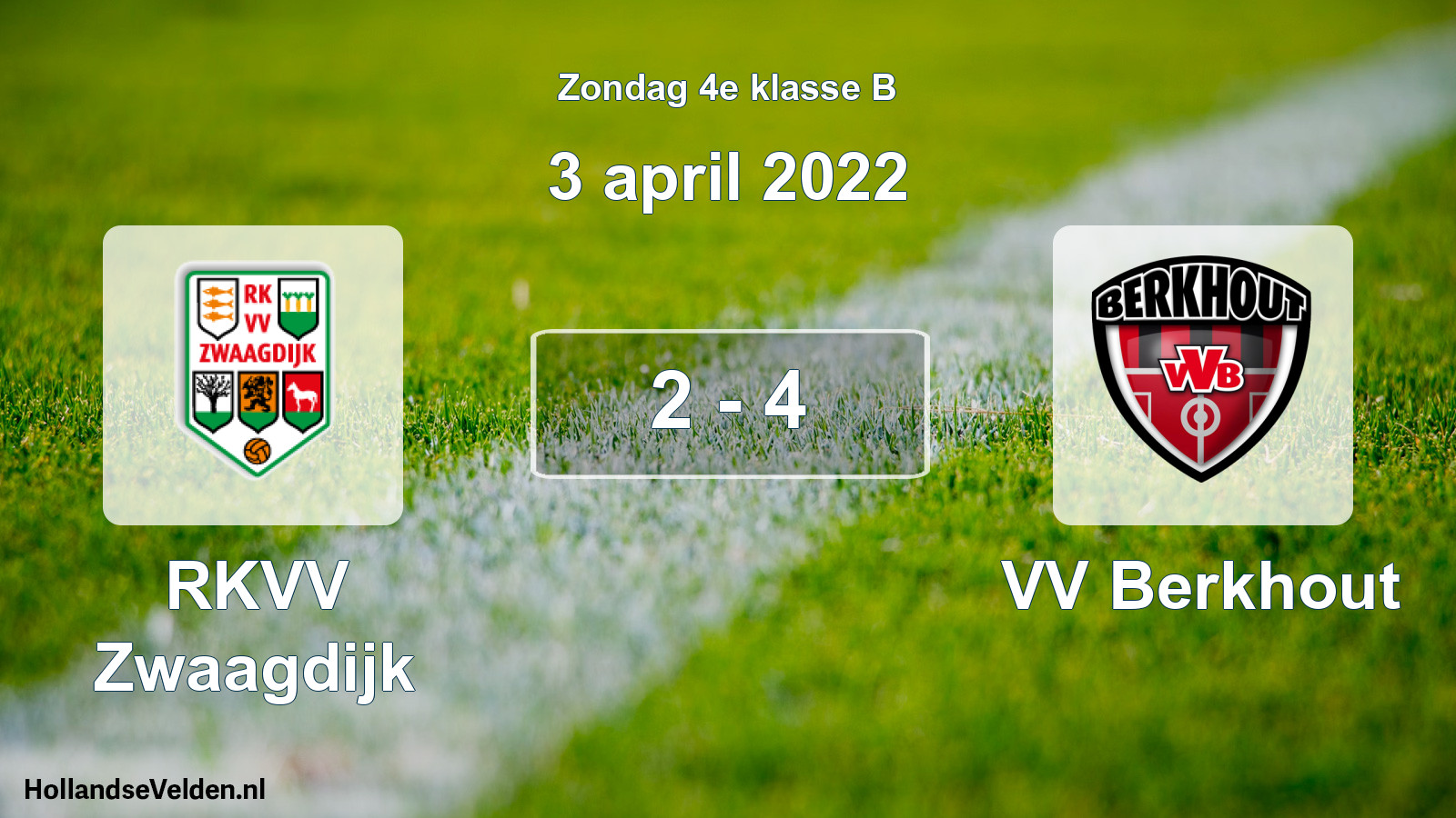 Total number of matches played: RKVV Zwaagdijk - VV Berkhout 2 - 4 (3 April 2022)
