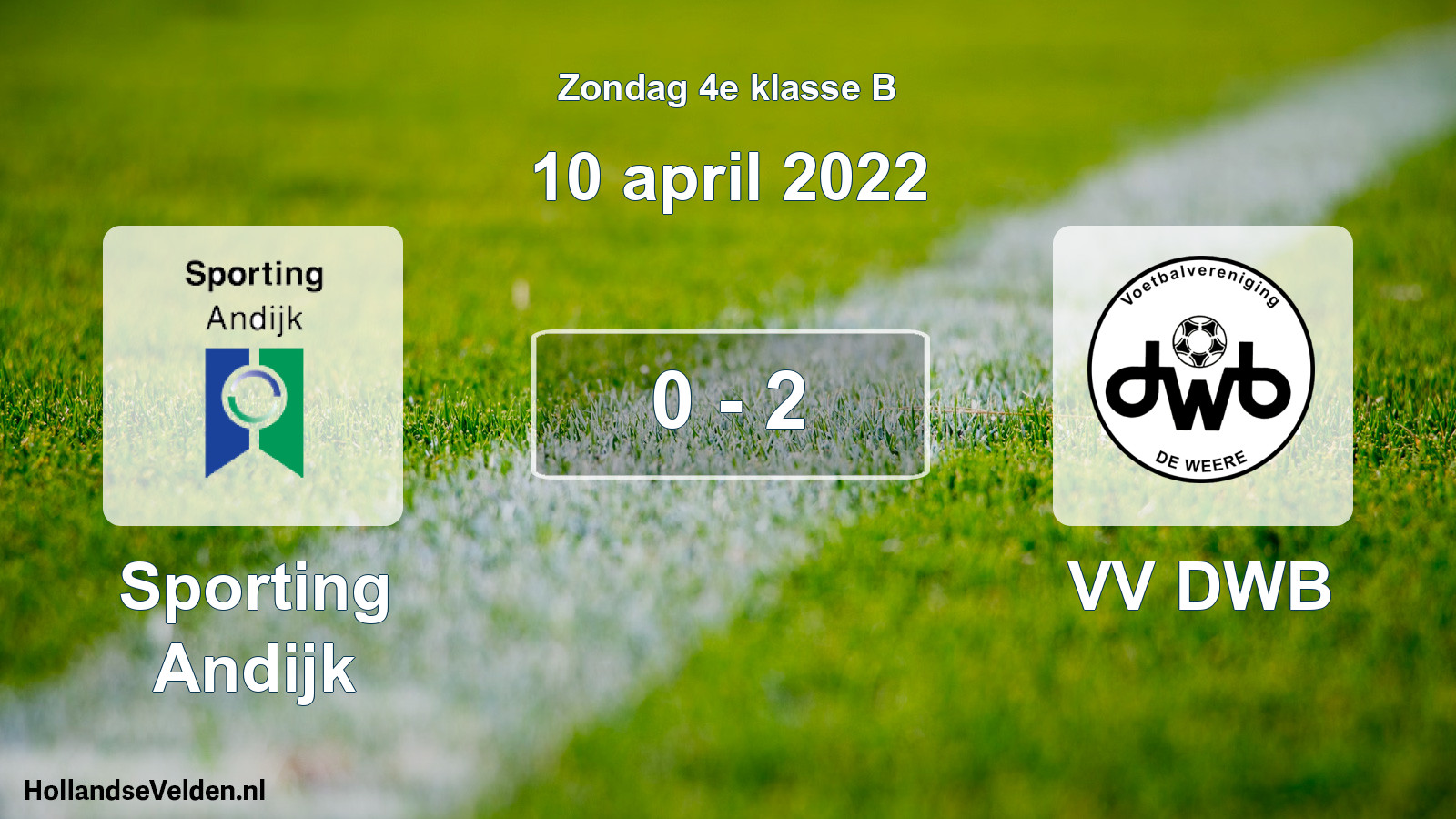 Total number of matches played: Sporting Andijk - VV DWB 0 - 2 (10 April 2022)
