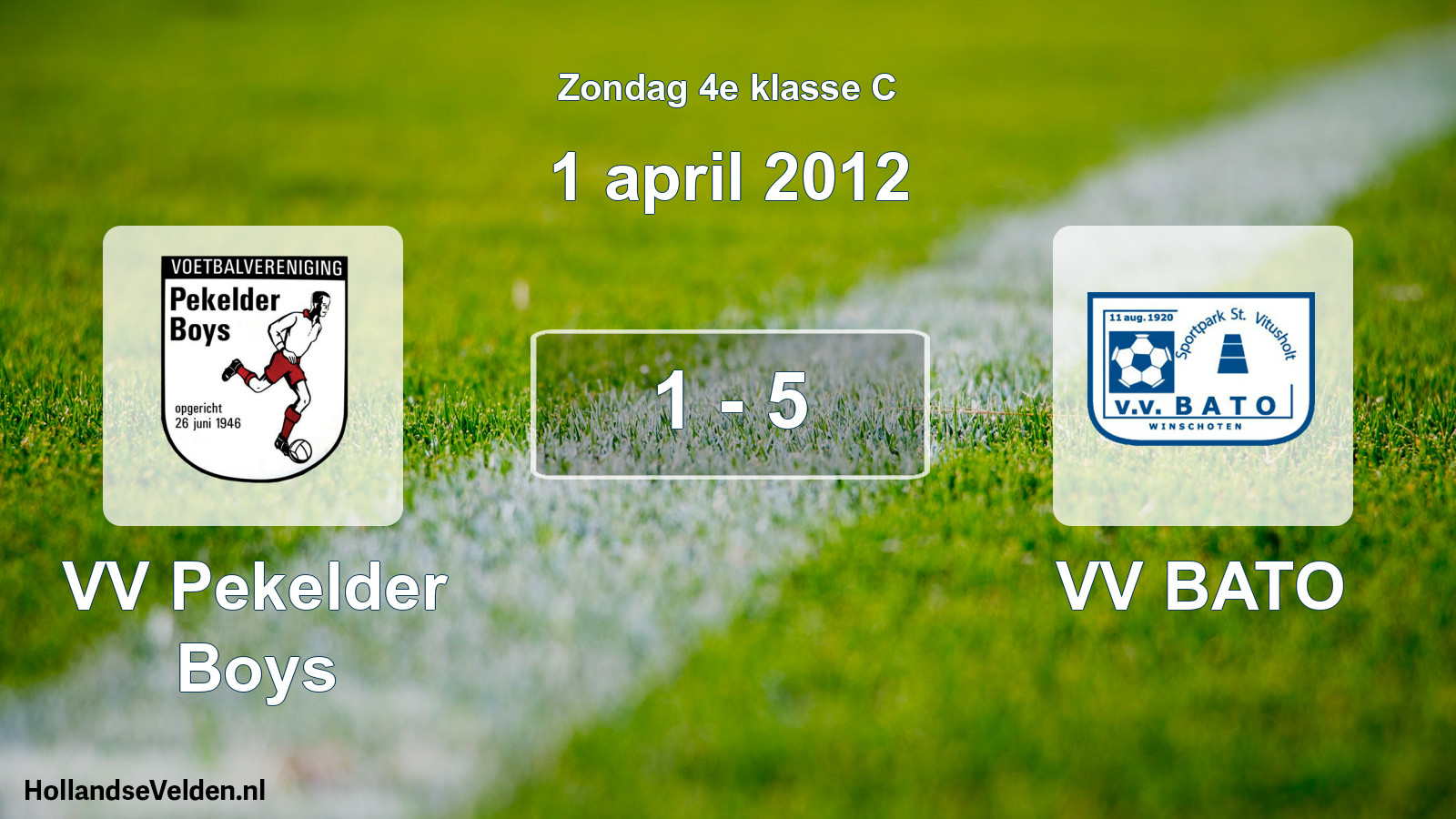 Total number of matches played: VV Pekelder Boys - VV BATO 1 - 5 (1 April 2012)