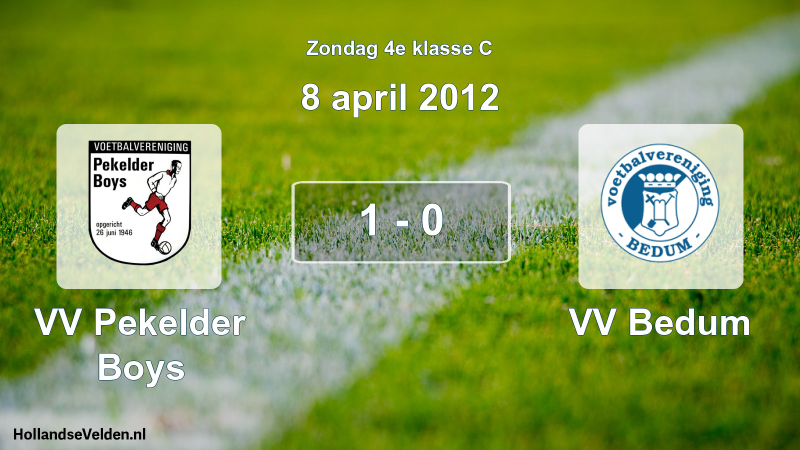 Total number of matches played: VV Pekelder Boys - VV Bedum 1 - 0 (8 April 2012)