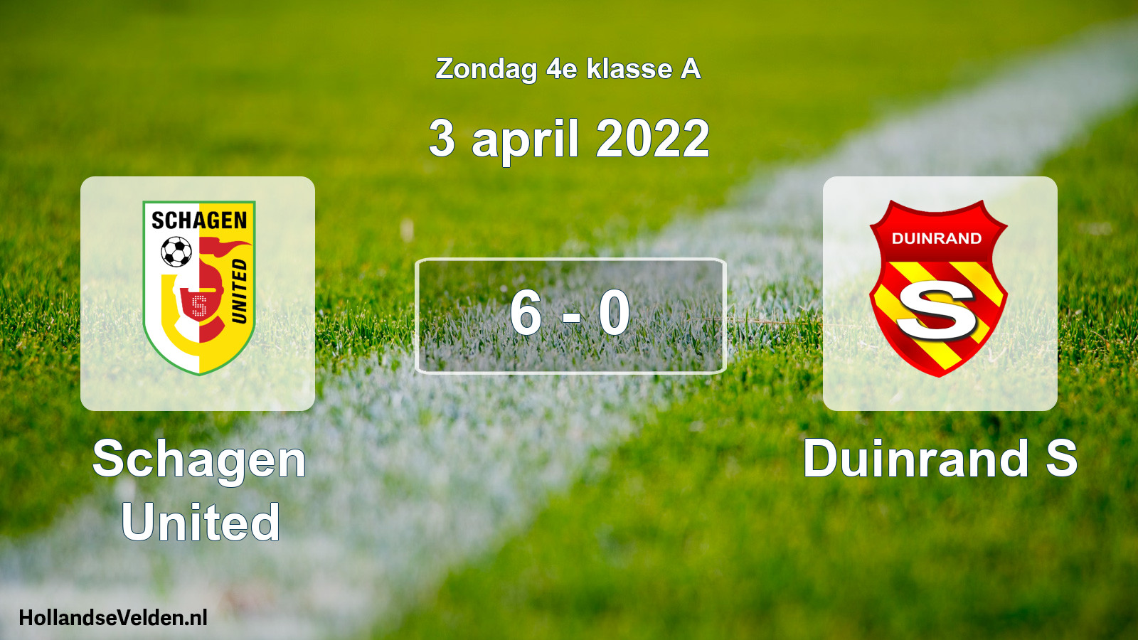 Total number of matches played: Schagen United - Duinrand S 6 - 0 (3 April 2022)