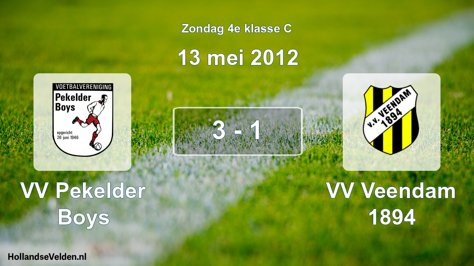 Total number of matches played: VV Pekelder Boys - VV Veendam 1894 3 - 1 (13 May 2012)