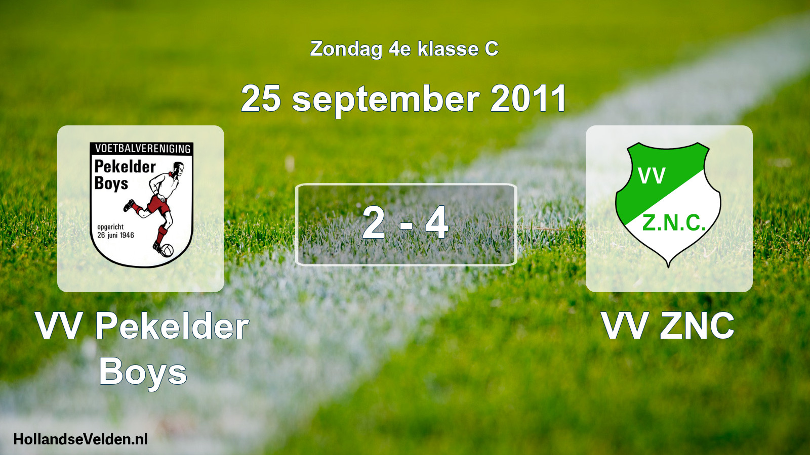 Total number of matches played: VV Pekelder Boys - VV ZNC 2 - 4 (25 September 2011)